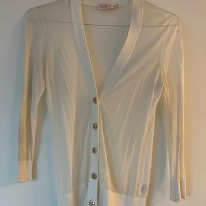 Tory Burch Sweater - white and sheer size medium